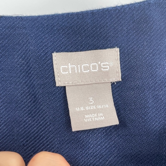 Chico's Womens Drawstring Hem 3/4 Sleeve Linen Jacket Lightweigh Blue Size 16/18 - Picture 2 of 10